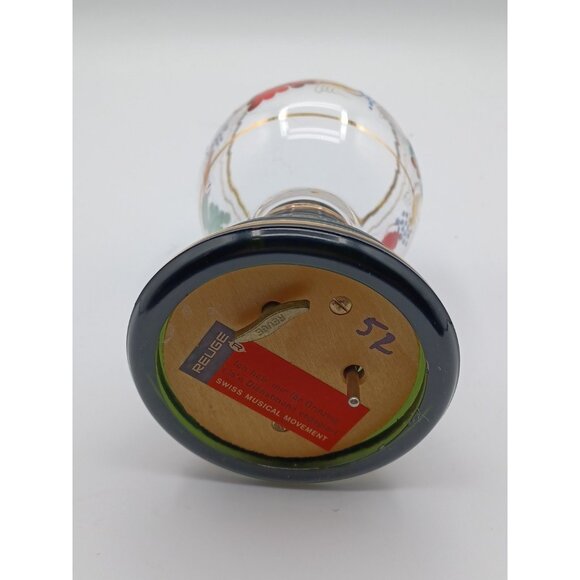 Reuge Musical Hand Painted Fall Leaves Floral Wine Glass Music Box - Picture 6 of 6